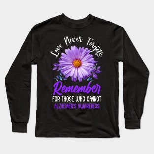 Alzheimer Awareness Tee For Men And Women Purple Sunflower Long Sleeve T-Shirt